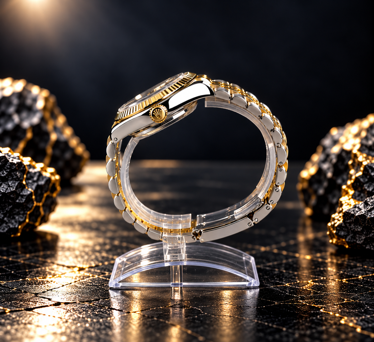 RLX Datejust Style Gold & Silver Watch – Semi-Automatic