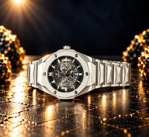 Hublot Watch Diamond Cut – Skeleton Black Dial