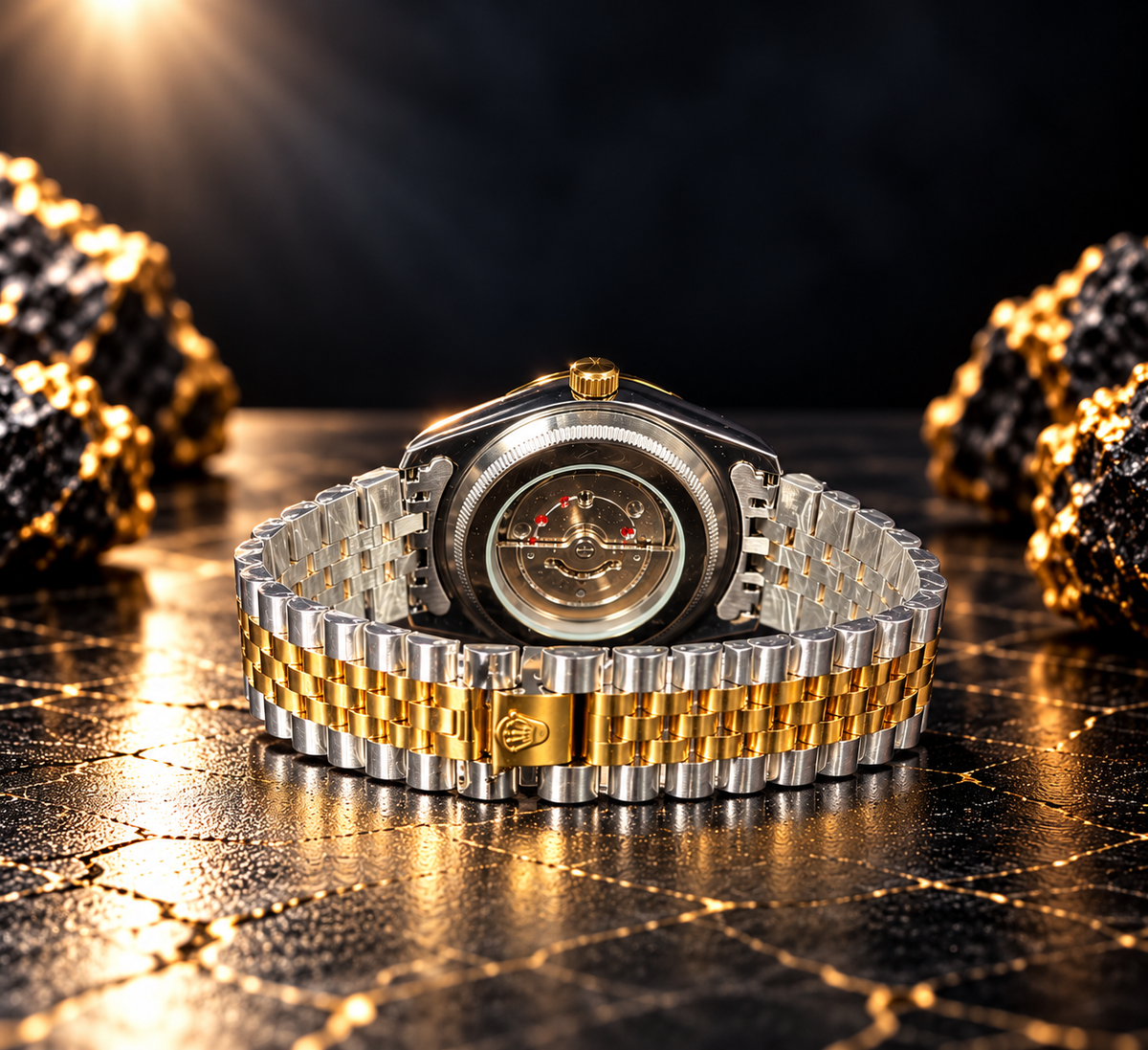 RLX Datejust Style Gold & Silver Watch – Semi-Automatic
