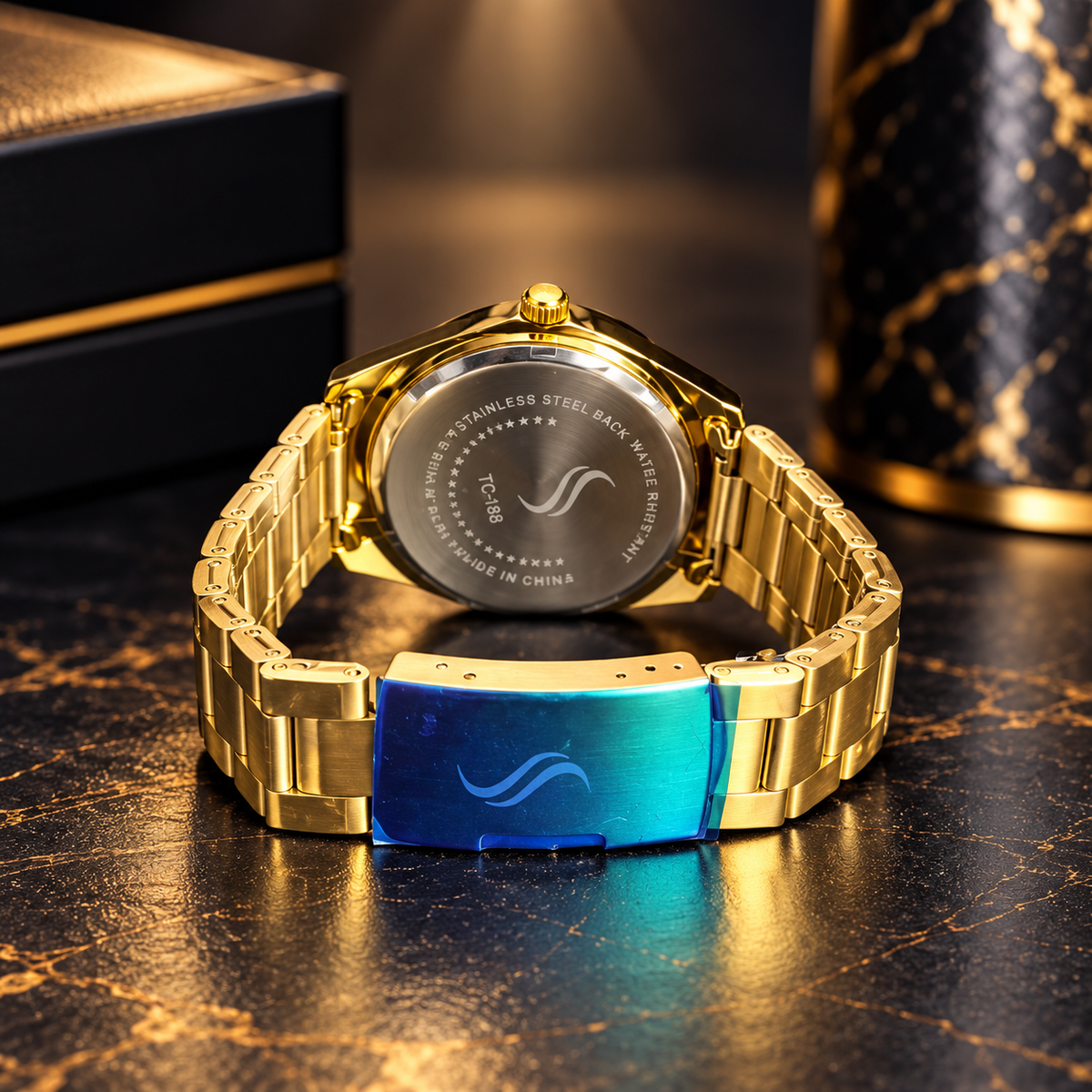 Patek Philippe Style – Gold & Blue Dial Watch