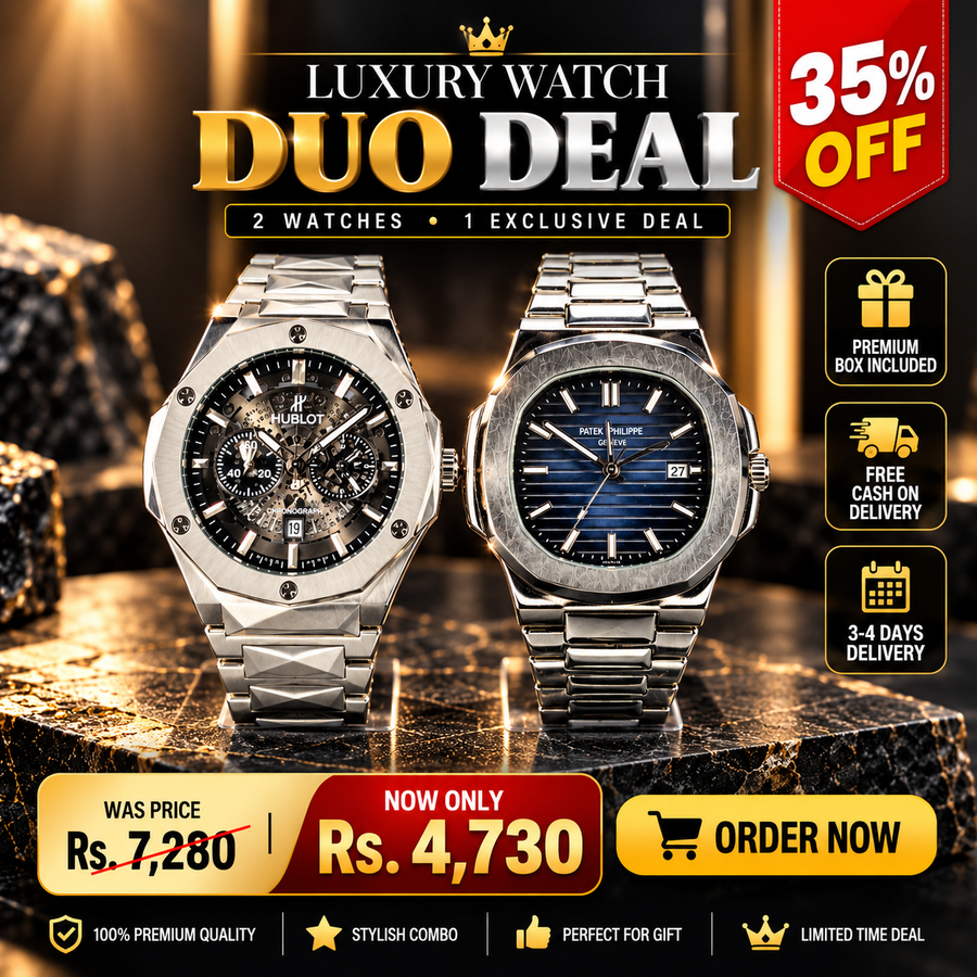 Hublot Style & Patek Philippe Style – Silver & Blue Duo Deal