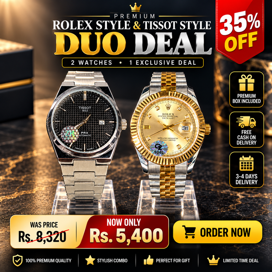 Tissot Style & Rolex Style – Gold & Black Duo Deal